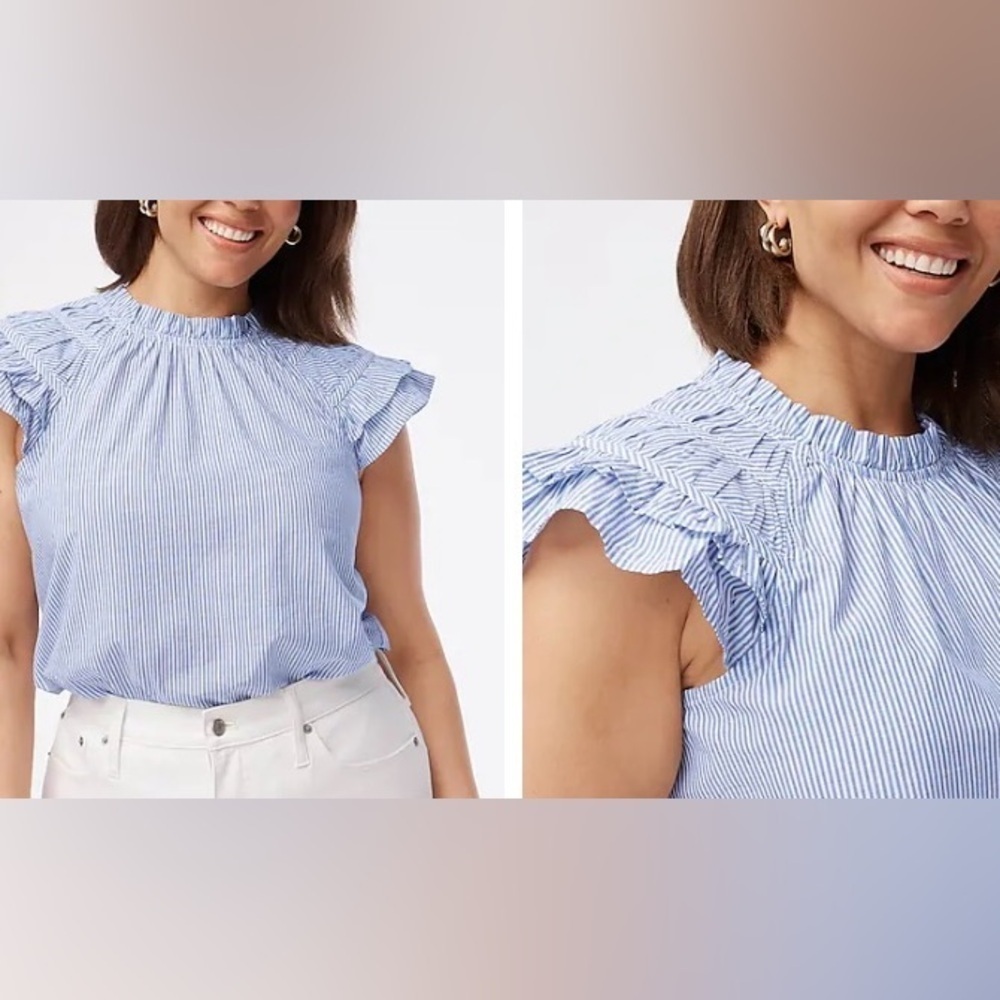 J. Crew Factory Butterfly Sleeve Stripe Top - Picture 9 of 9
